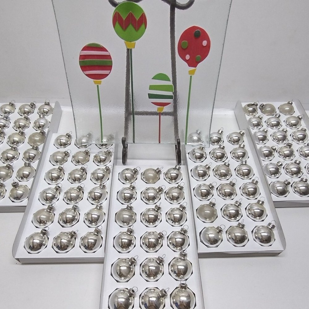 Rauch Christmas Ornaments Shiny Brite Silver Box 18 Vintage 1.75" Glass Ball